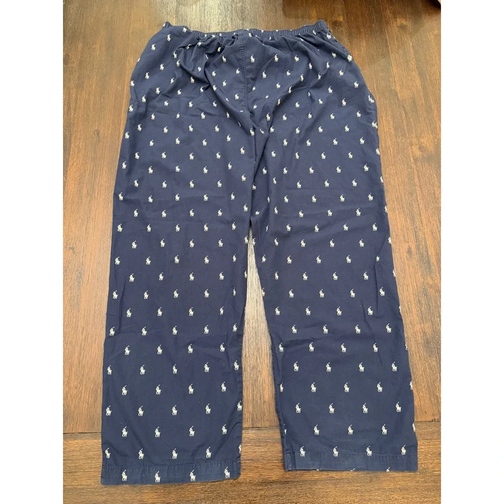 Polo Ralph Lauren Mens XL Navy Blue Cotton Pony Pajama Sleep Pants Loungewear